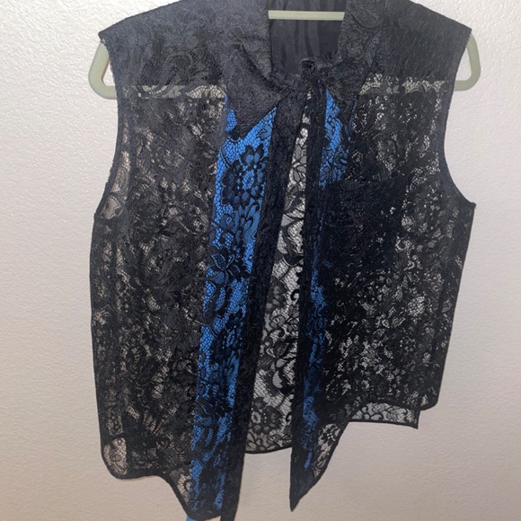 BALENCIAGA Paris Black Lace Sleeveless Button Top Size IT40/M - Picture 2 of 9